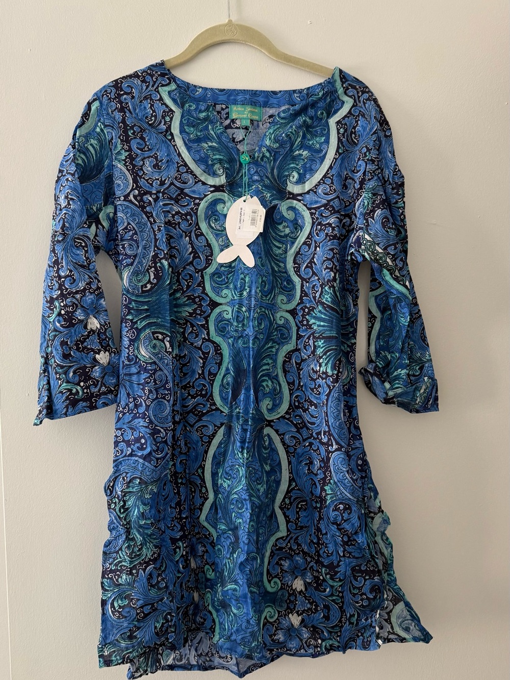 Italian Blue & Turquoise Paisley Tunic Swim Coverup (purchased in Positano)